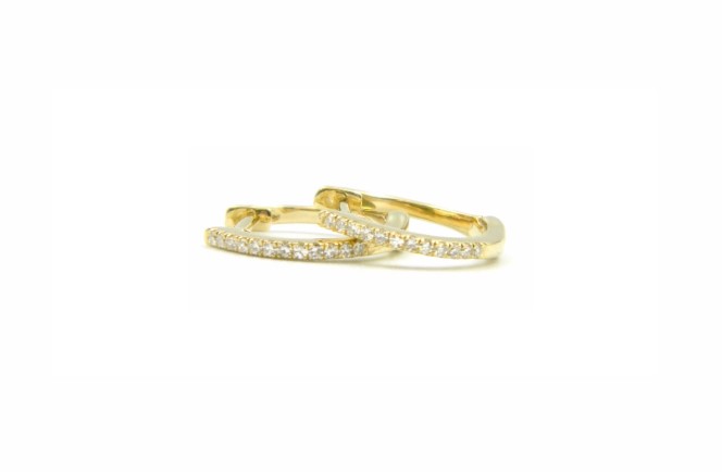 Yellow Gold Diamond Huggies