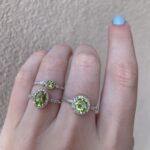 White Gold Peridot and Diamond Ring