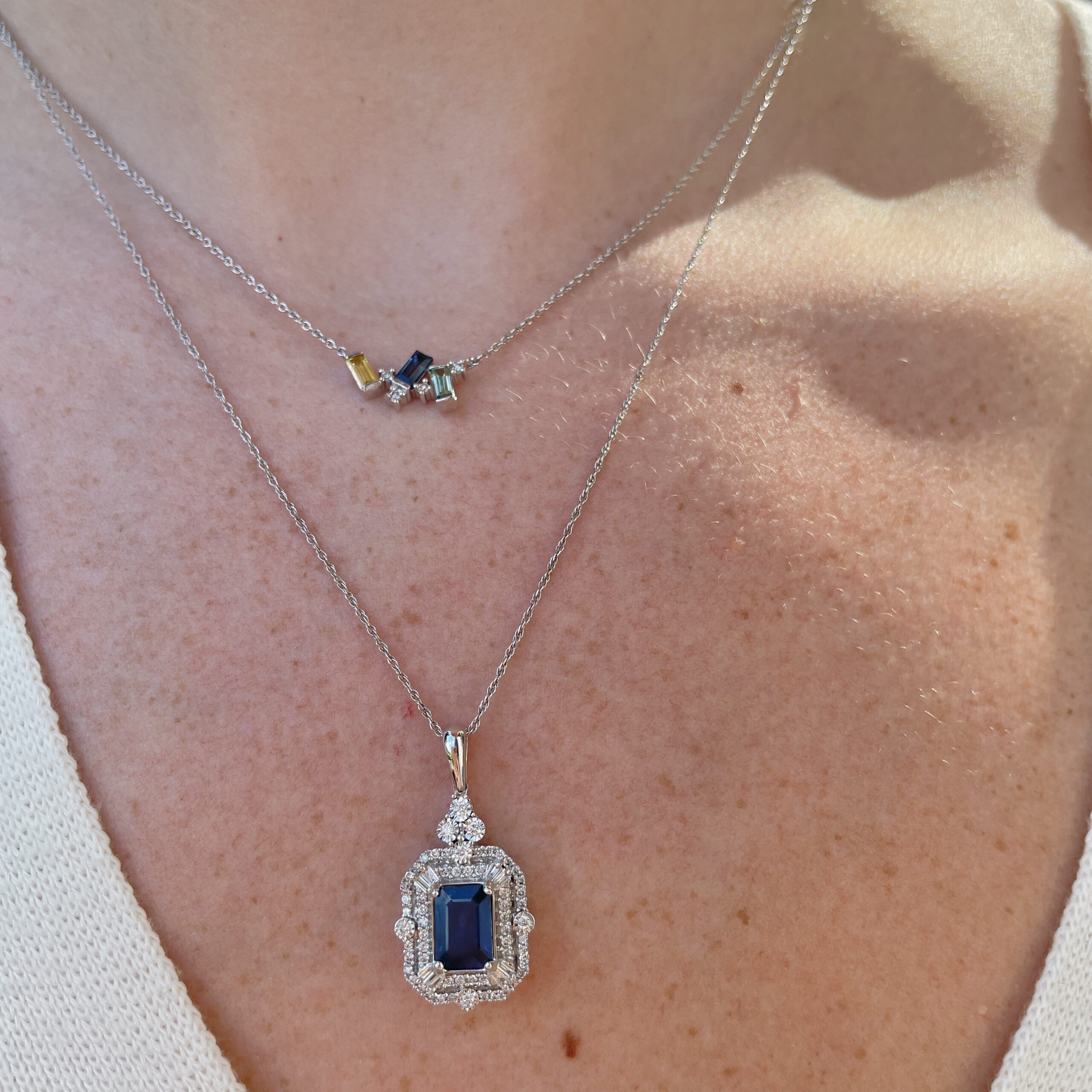 White Gold Sapphire Necklace