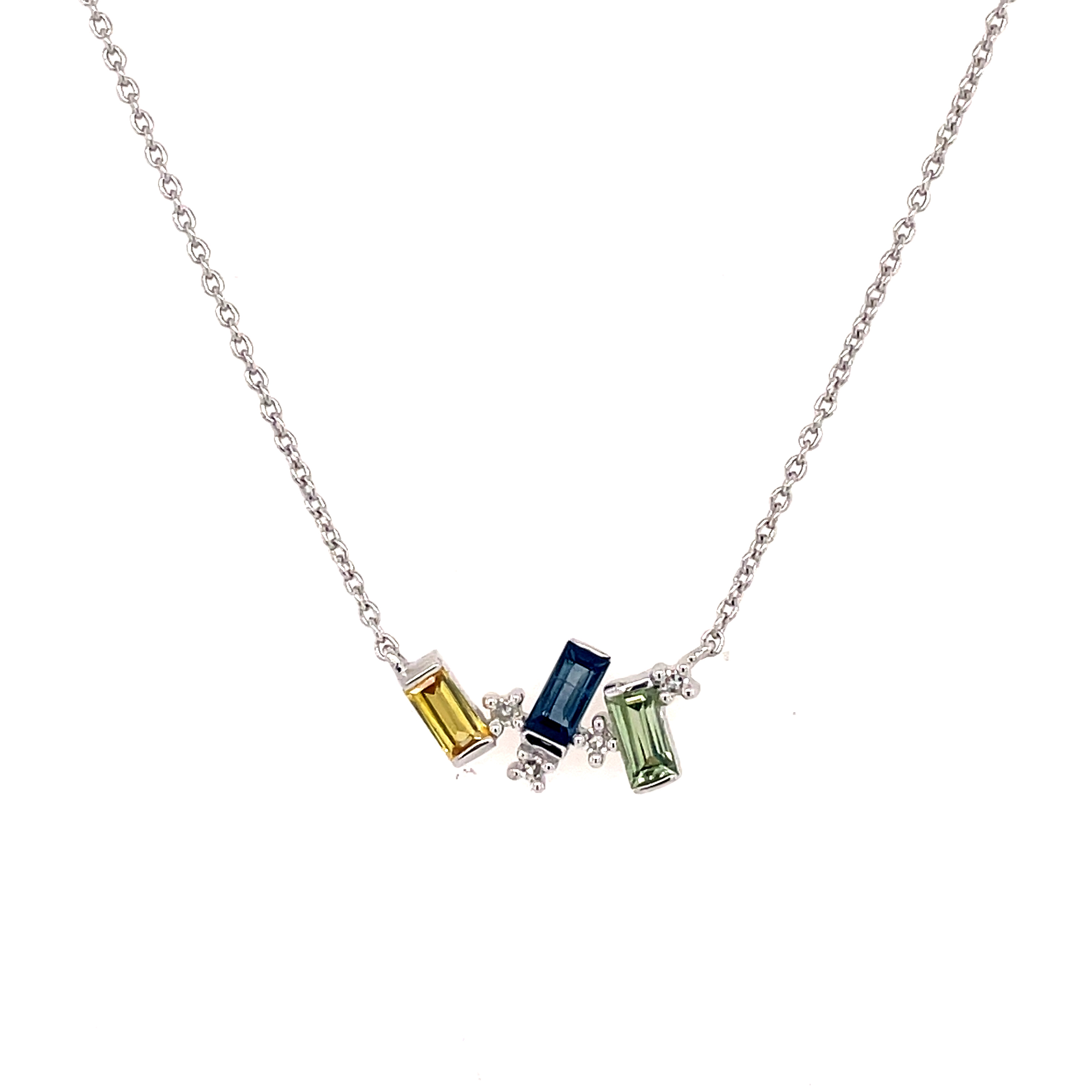 Multicolored Sapphire Baguette Necklace