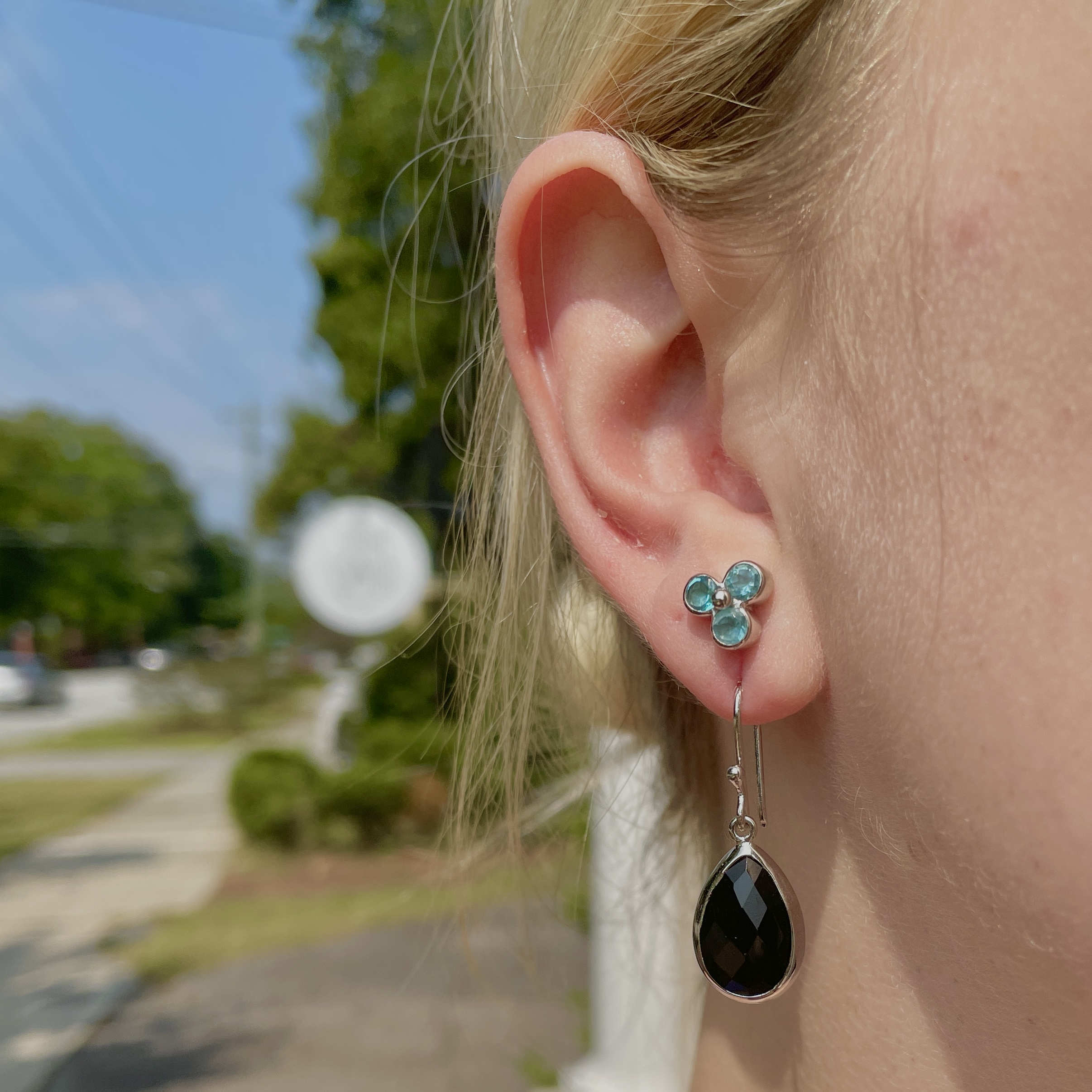 Sterling Silver Black Onyx Drop Earrings