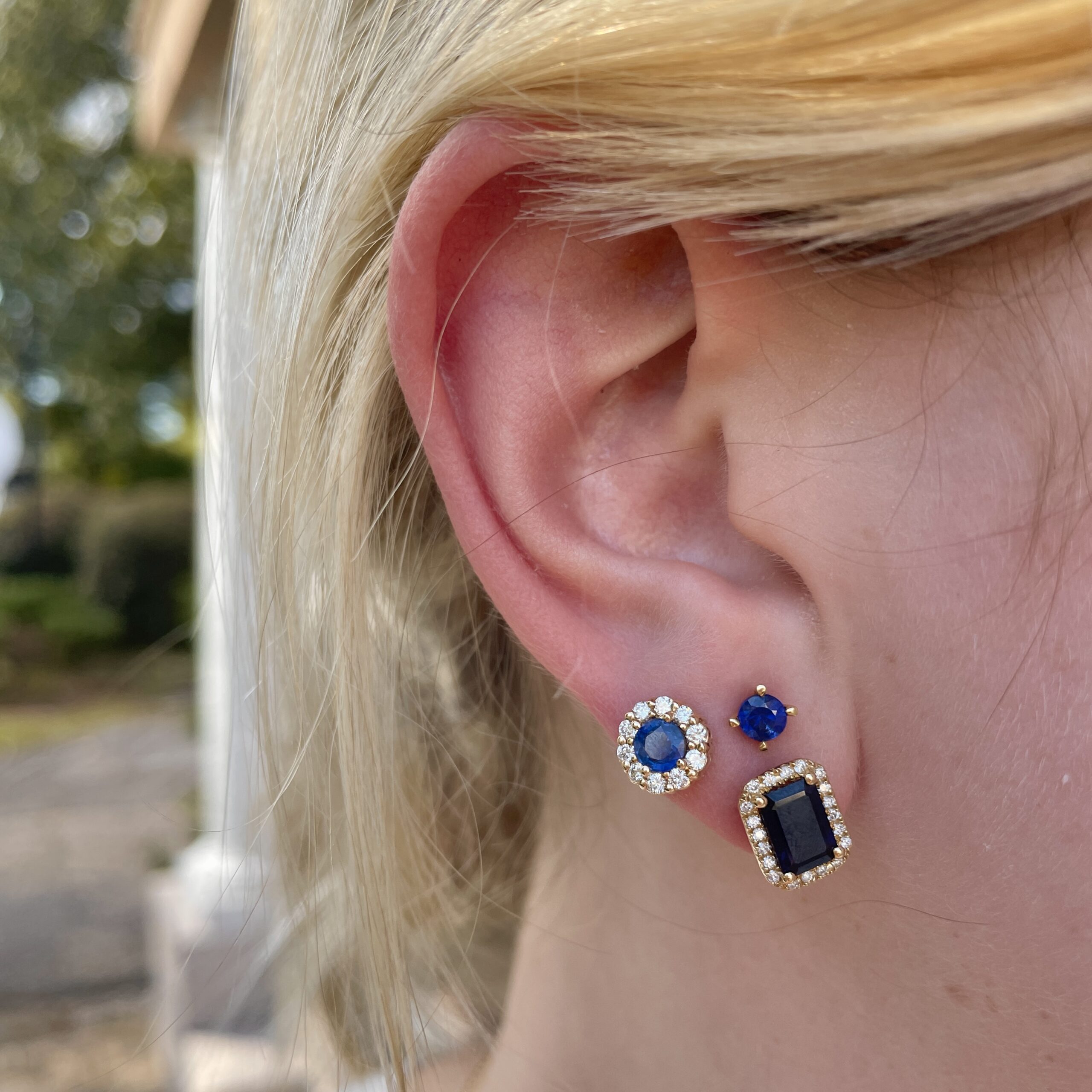 Yellow Gold Sapphire Stud Earrings