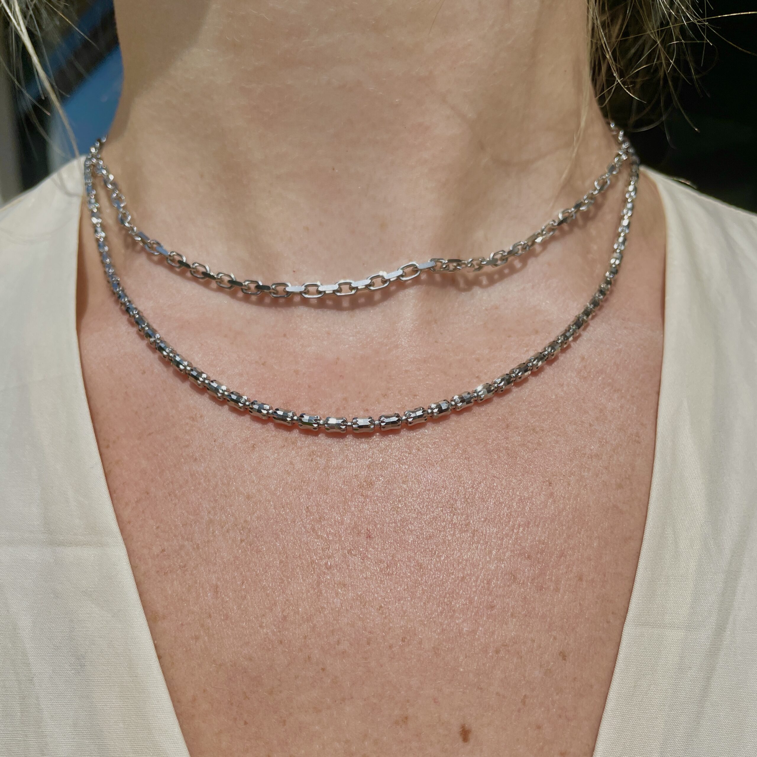 Sterling Silver Barrel Necklace