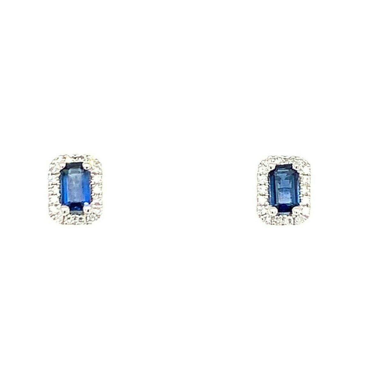 White Gold Sapphire and Diamond Stud Earrings