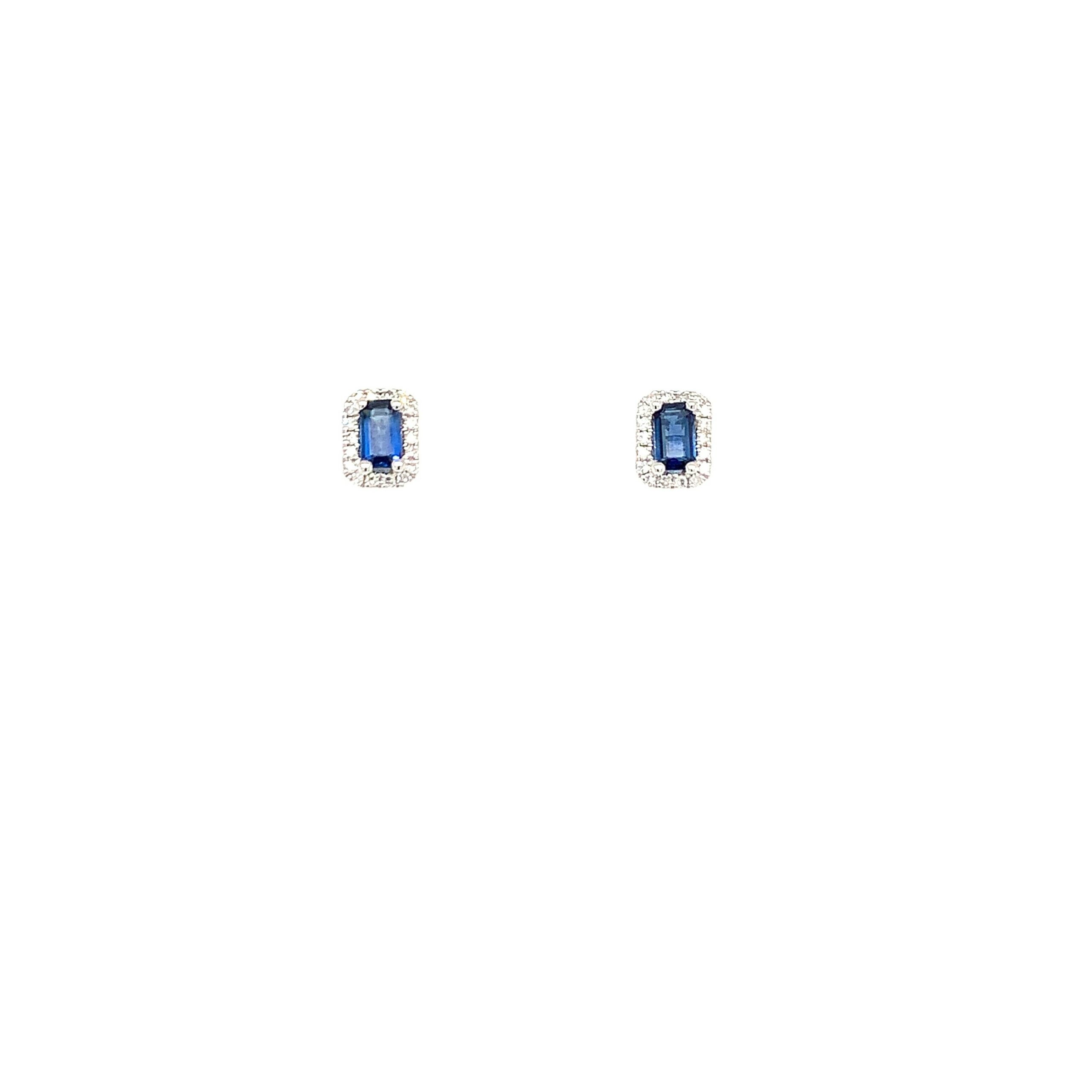 White Gold Sapphire and Diamond Stud Earrings