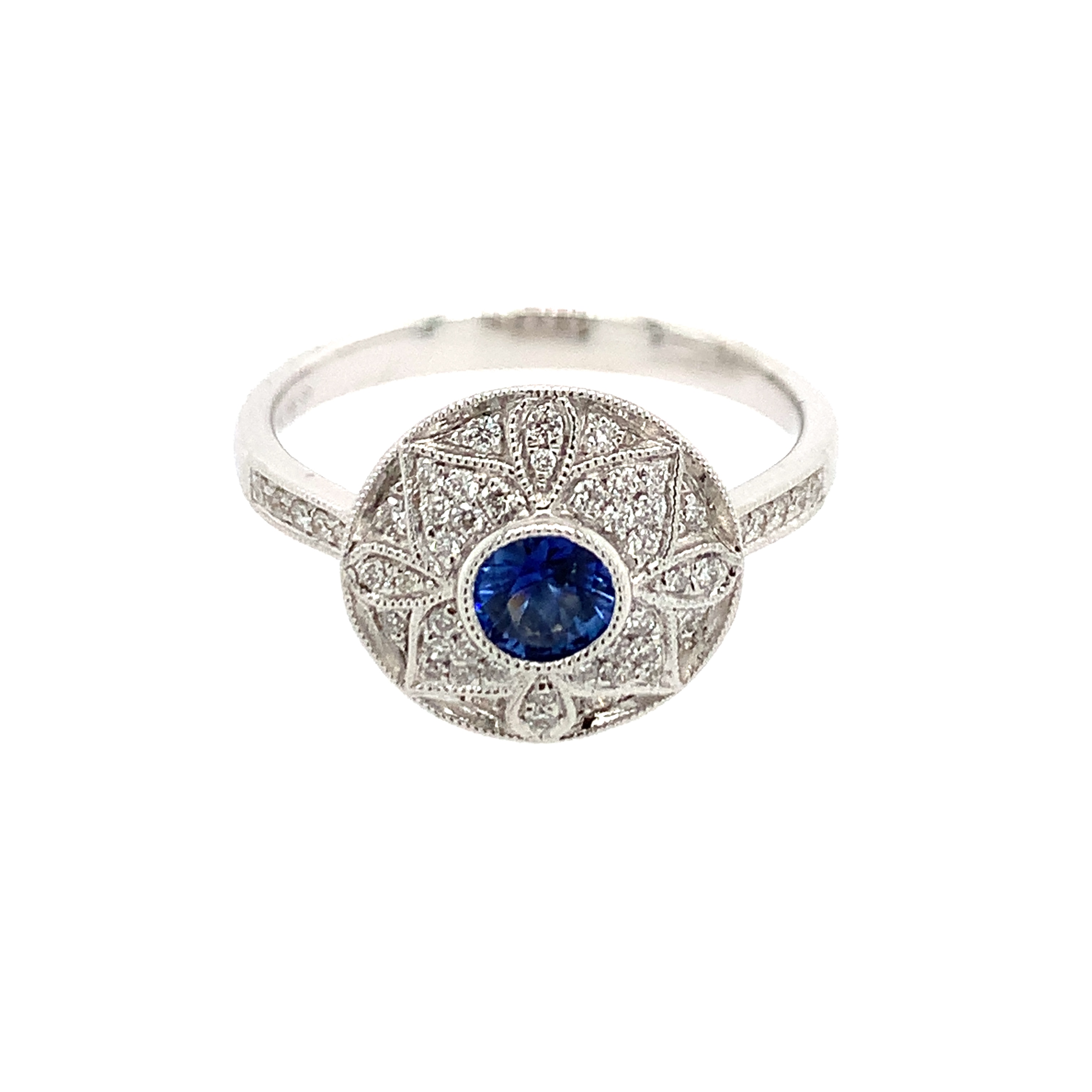 White Gold Sapphire and Diamond Ring