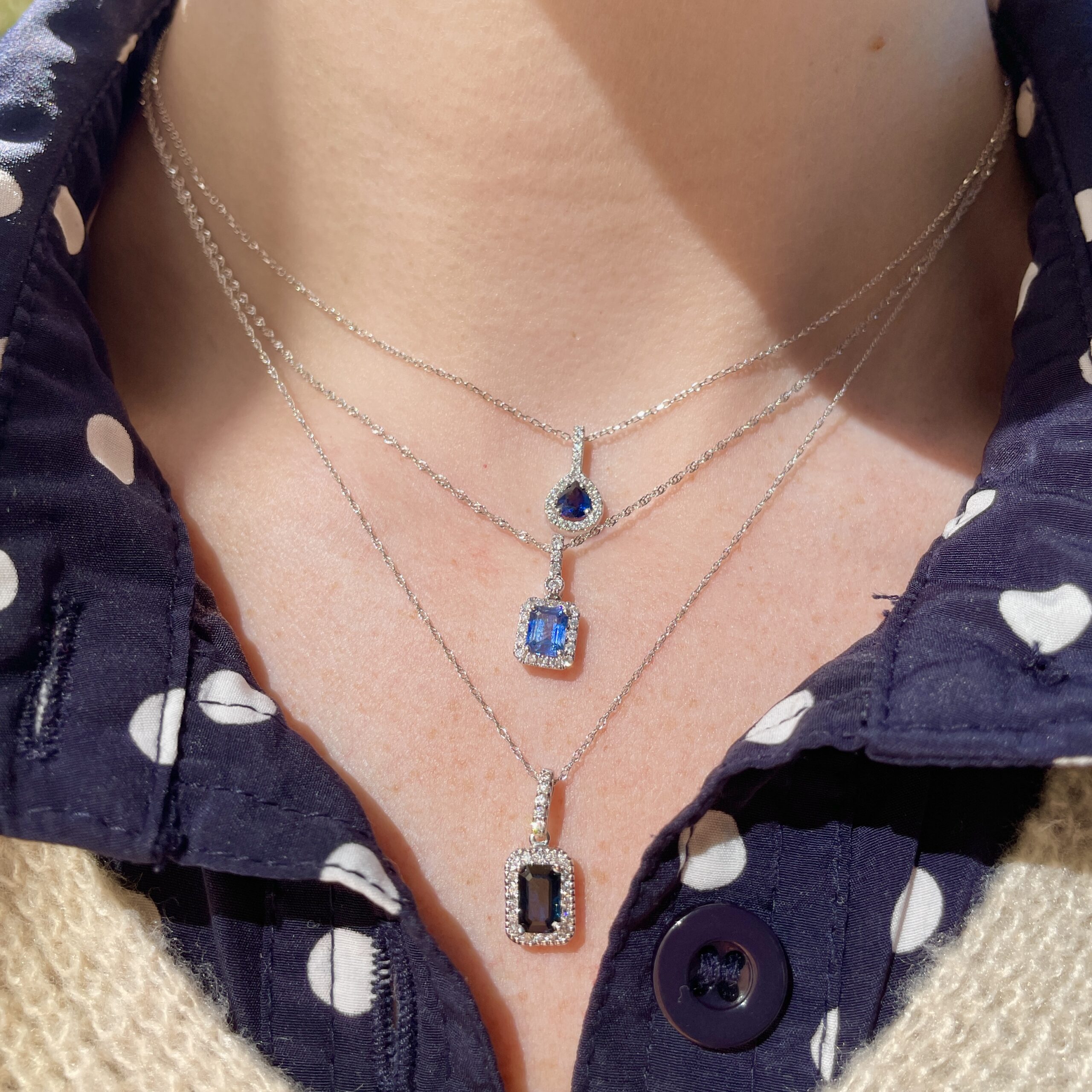 Sapphire and Diamond Teardrop Necklace