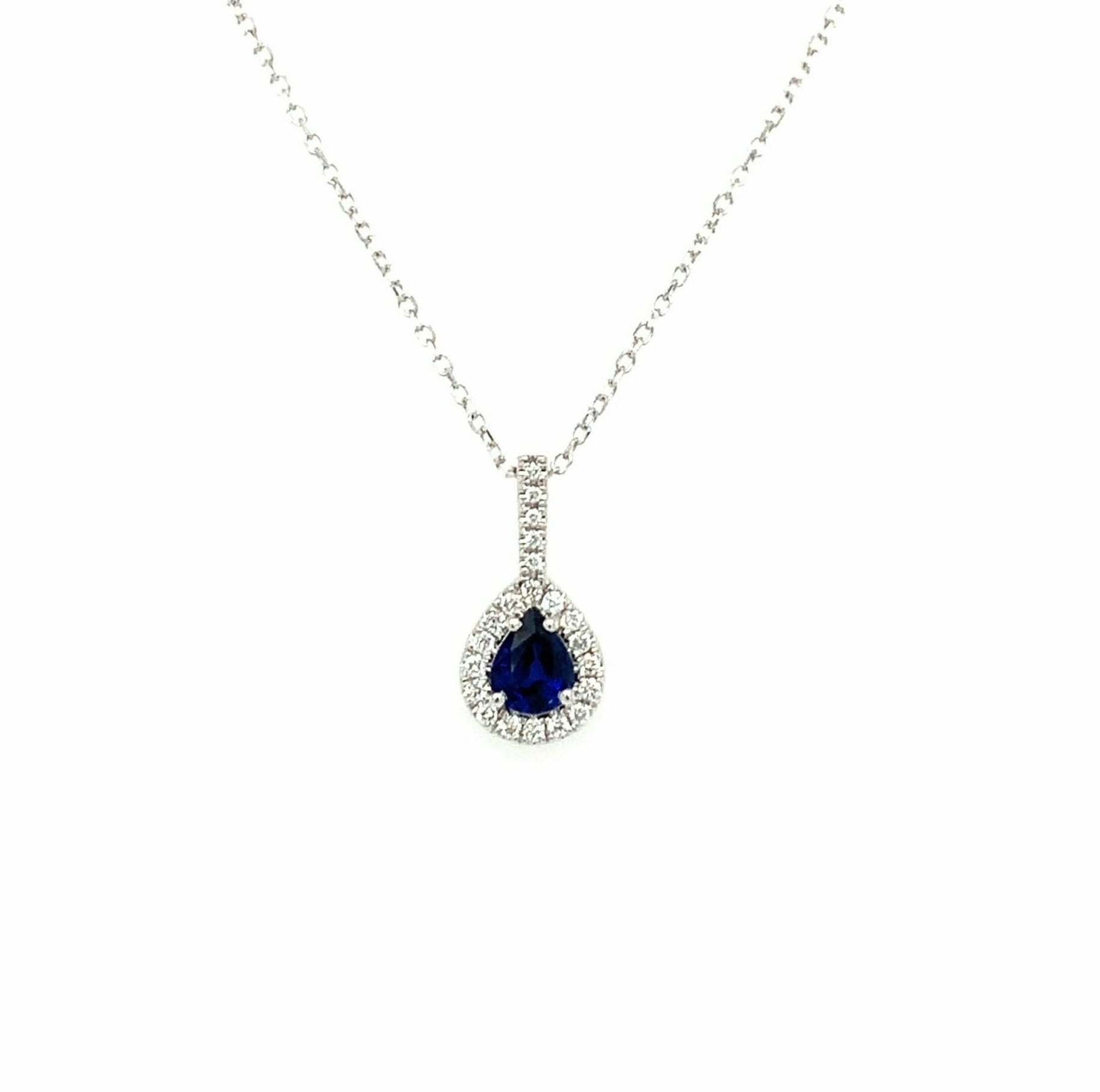 Sapphire and Diamond Teardrop Necklace