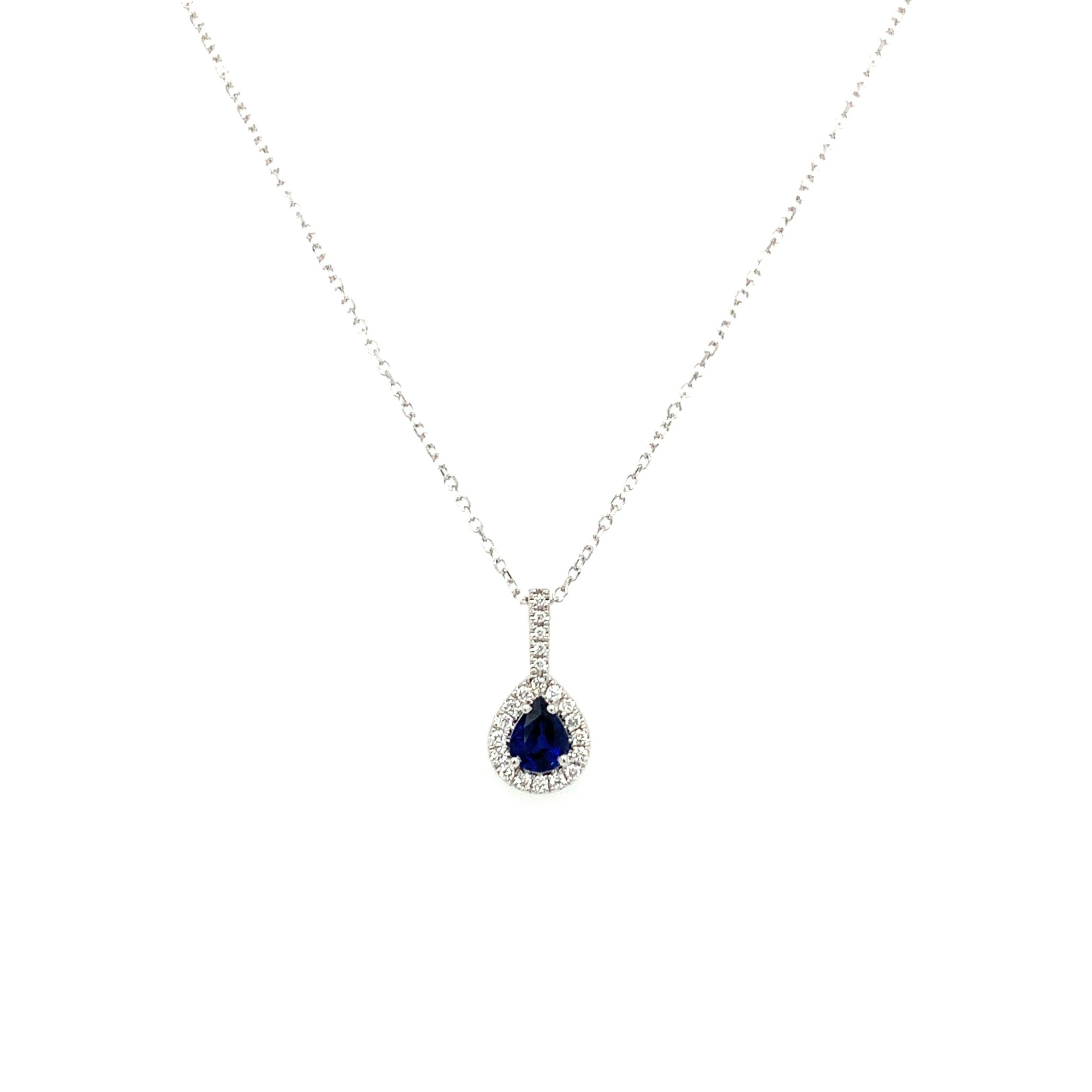 Sapphire and Diamond Teardrop Necklace