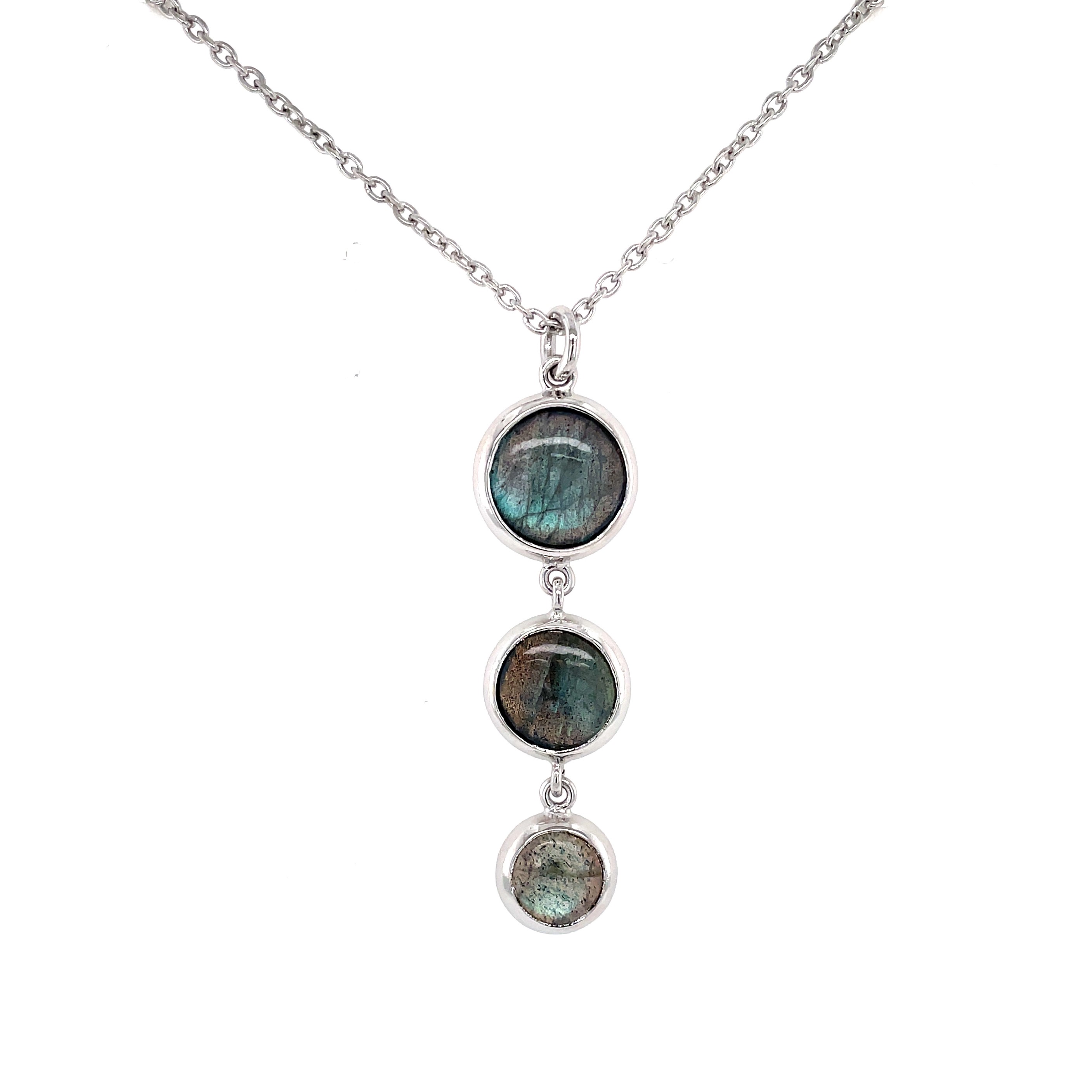 Sterling Silver Three Drop Labradorite Necklace