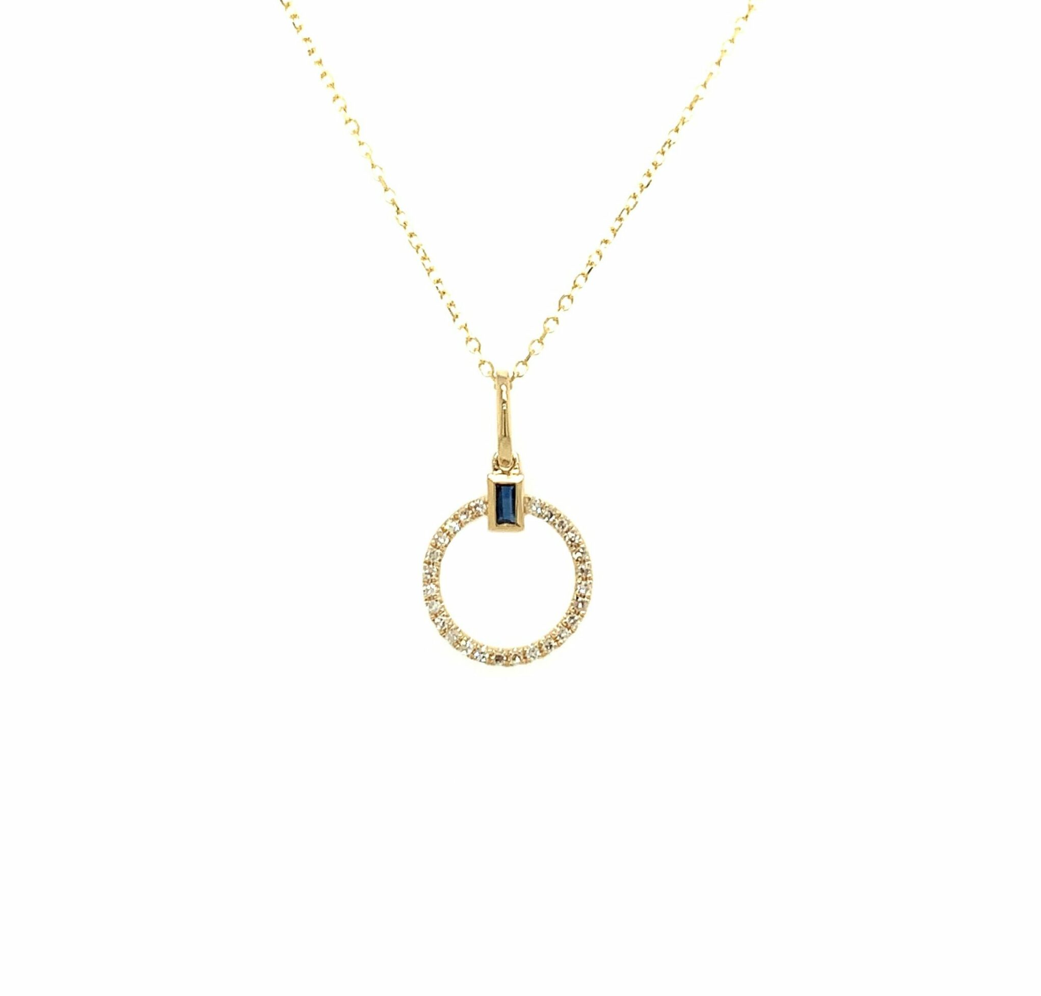 Diamond and Sapphire Circle Necklace