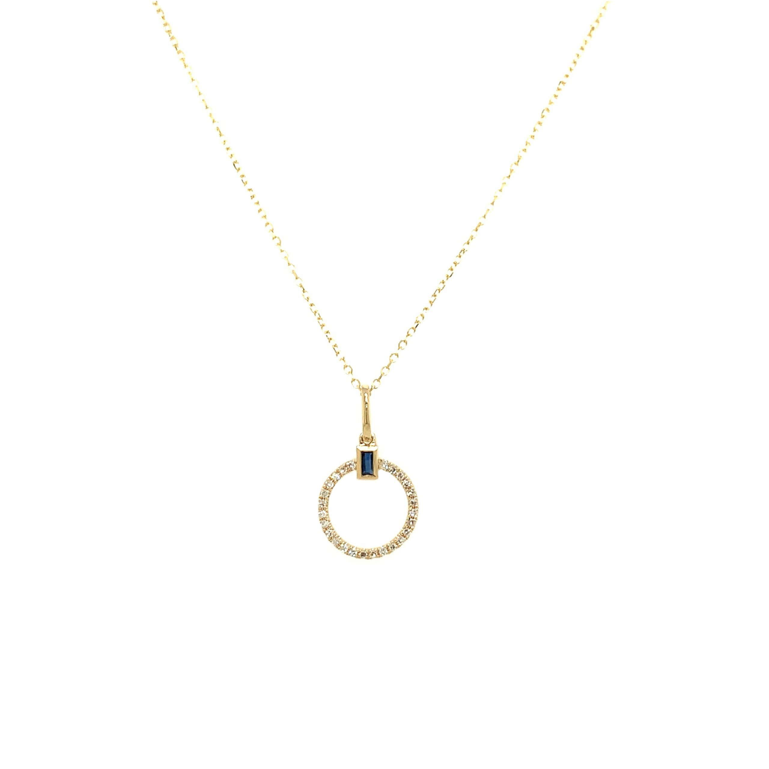 Diamond and Sapphire Circle Necklace