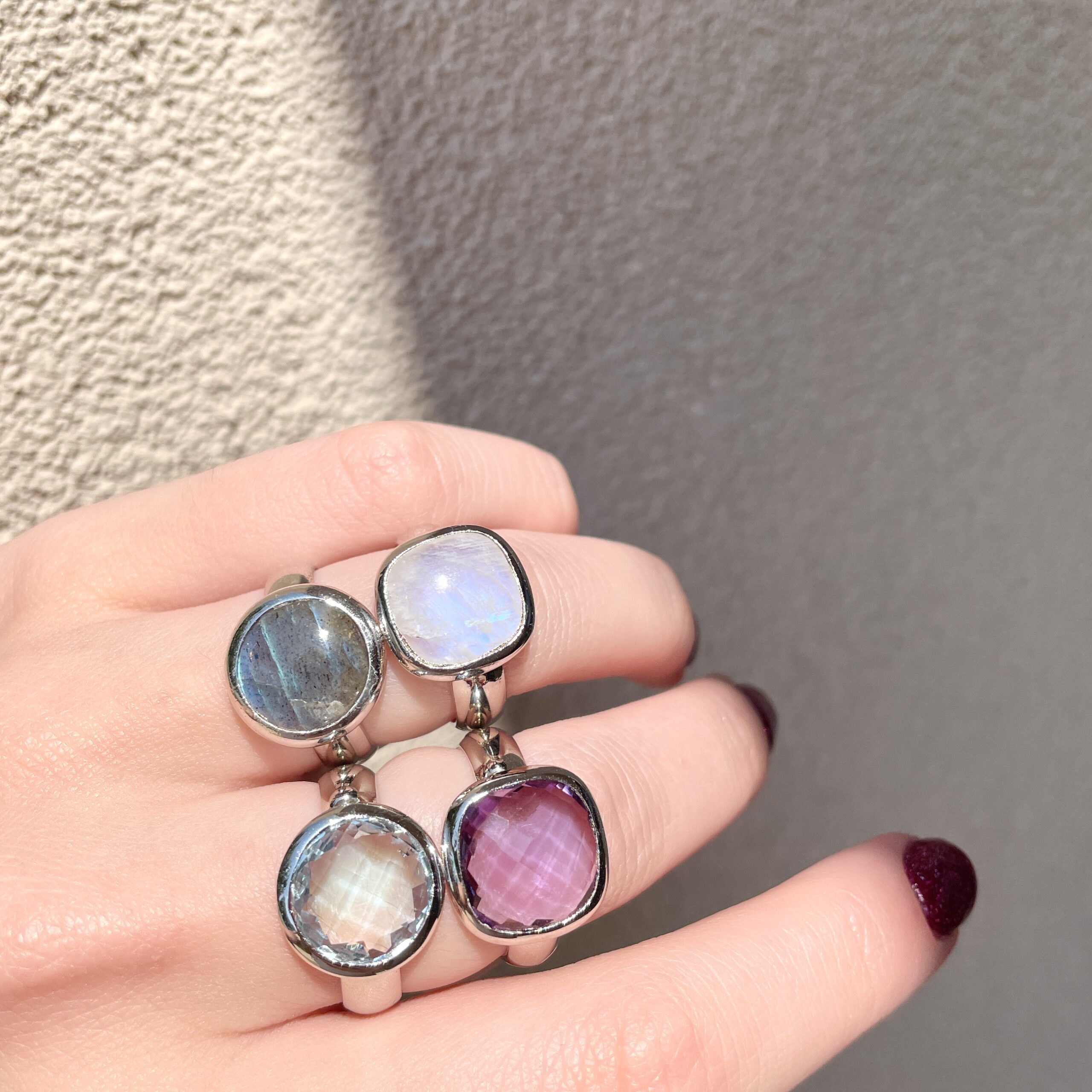 Sterling Silver Rainbow Moonstone Ring