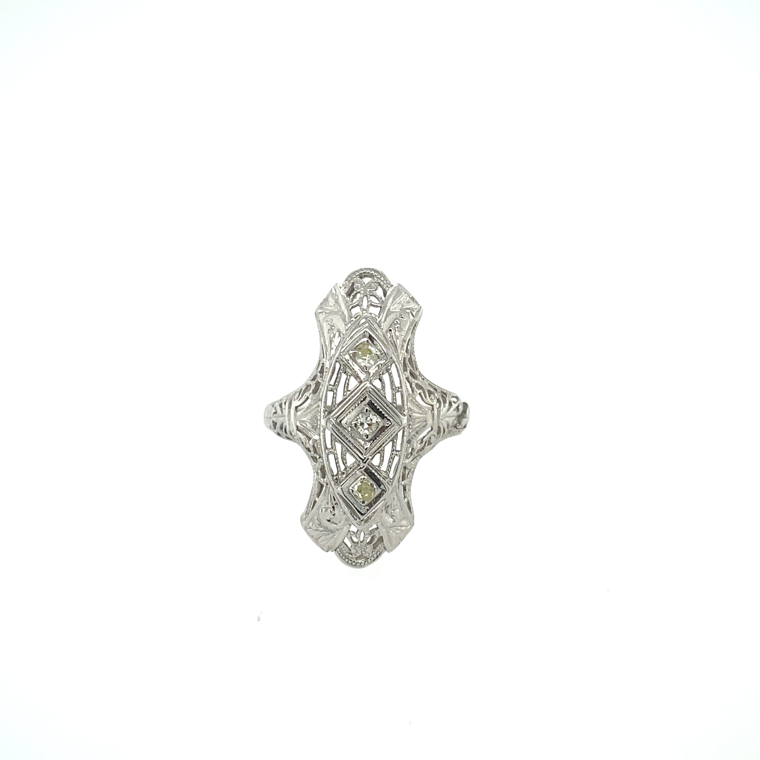 Estate Piece: White Gold Filigree Diamond Ring