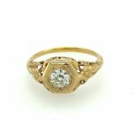 Estate: Gold Fashion Ring with Old Euro Diamond