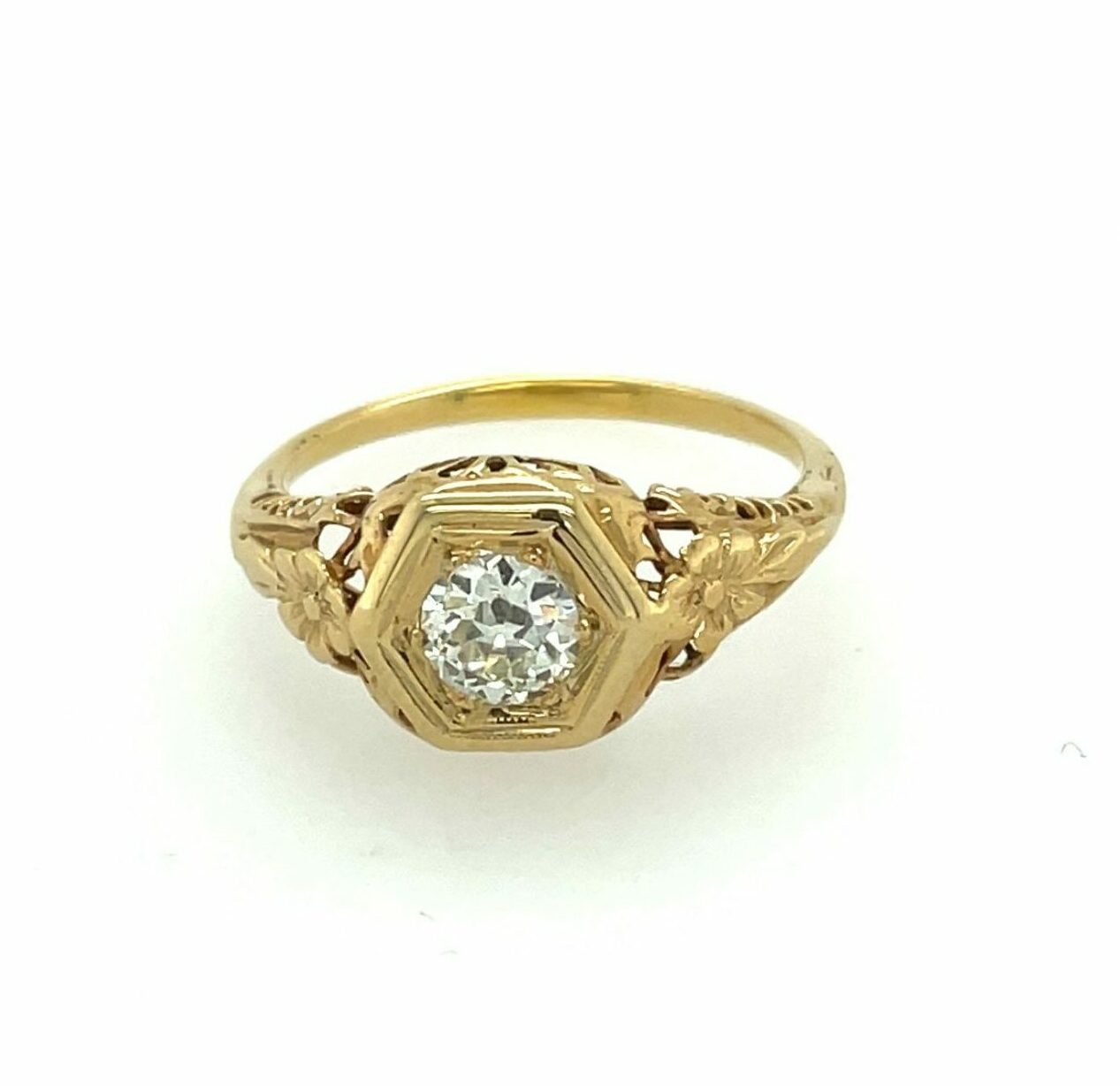 Estate: Gold Fashion Ring with Old Euro Diamond