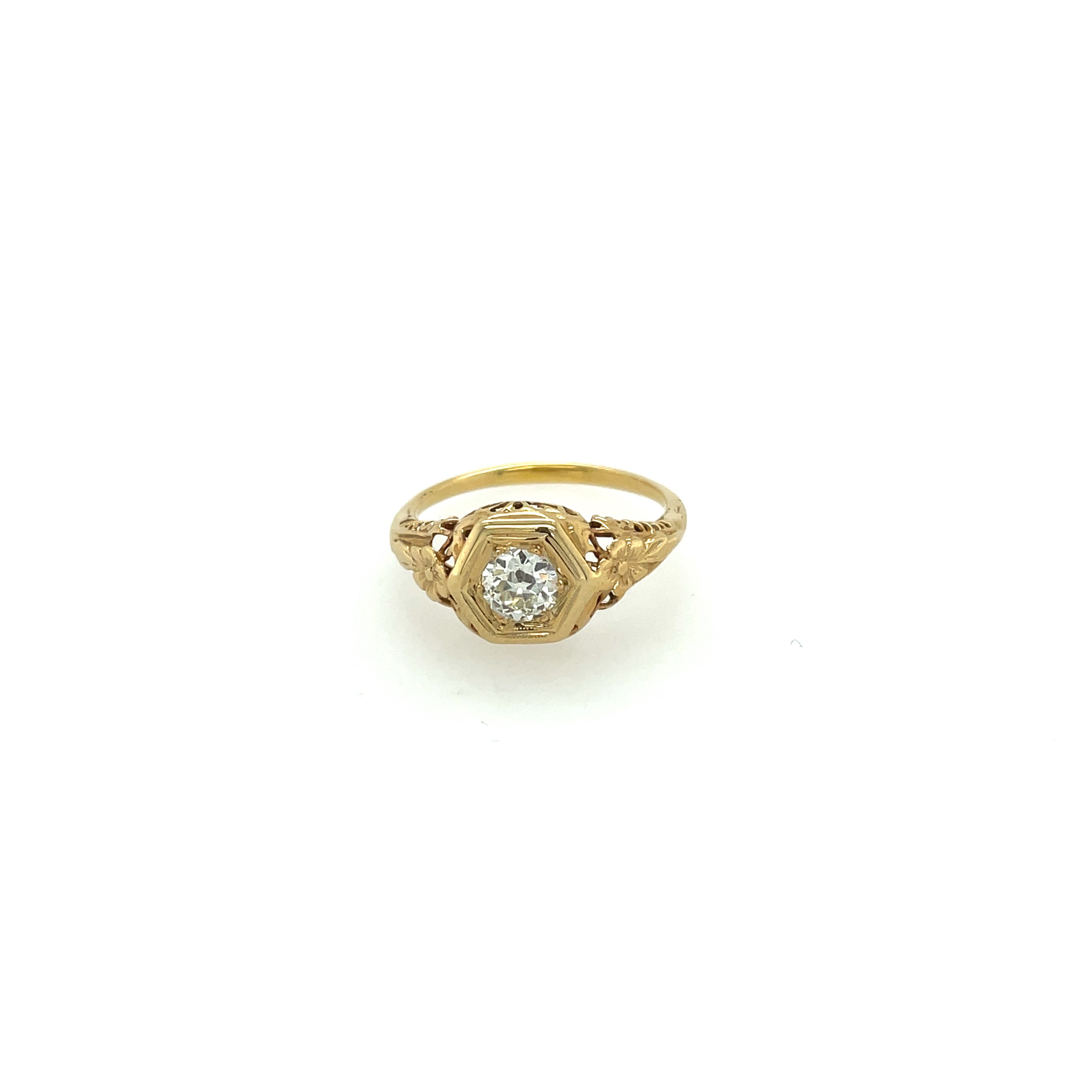 Estate Piece: Gold Fashion Ring with Old Euro Diamond