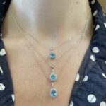 White Gold Blue Topaz Diamond Necklace