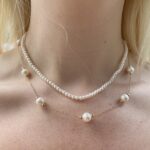 Yellow Gold Pearl Tin Cup Necklace