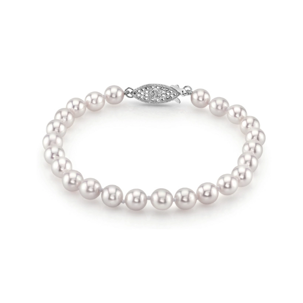 White Gold Freshwater Pearl Strand Bracelet