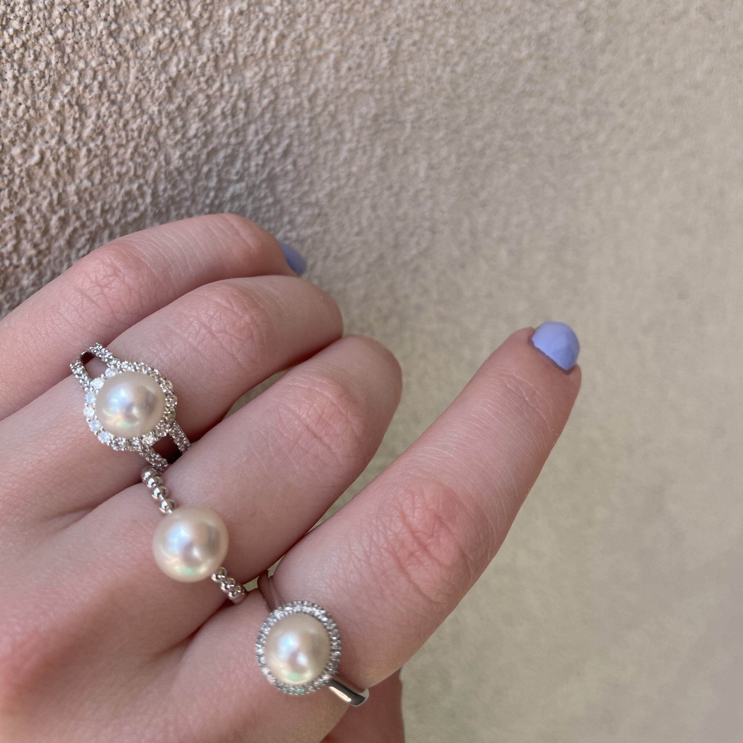 White Gold Pearl and Diamond Ring