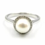 White Gold Pearl and Diamond Ring