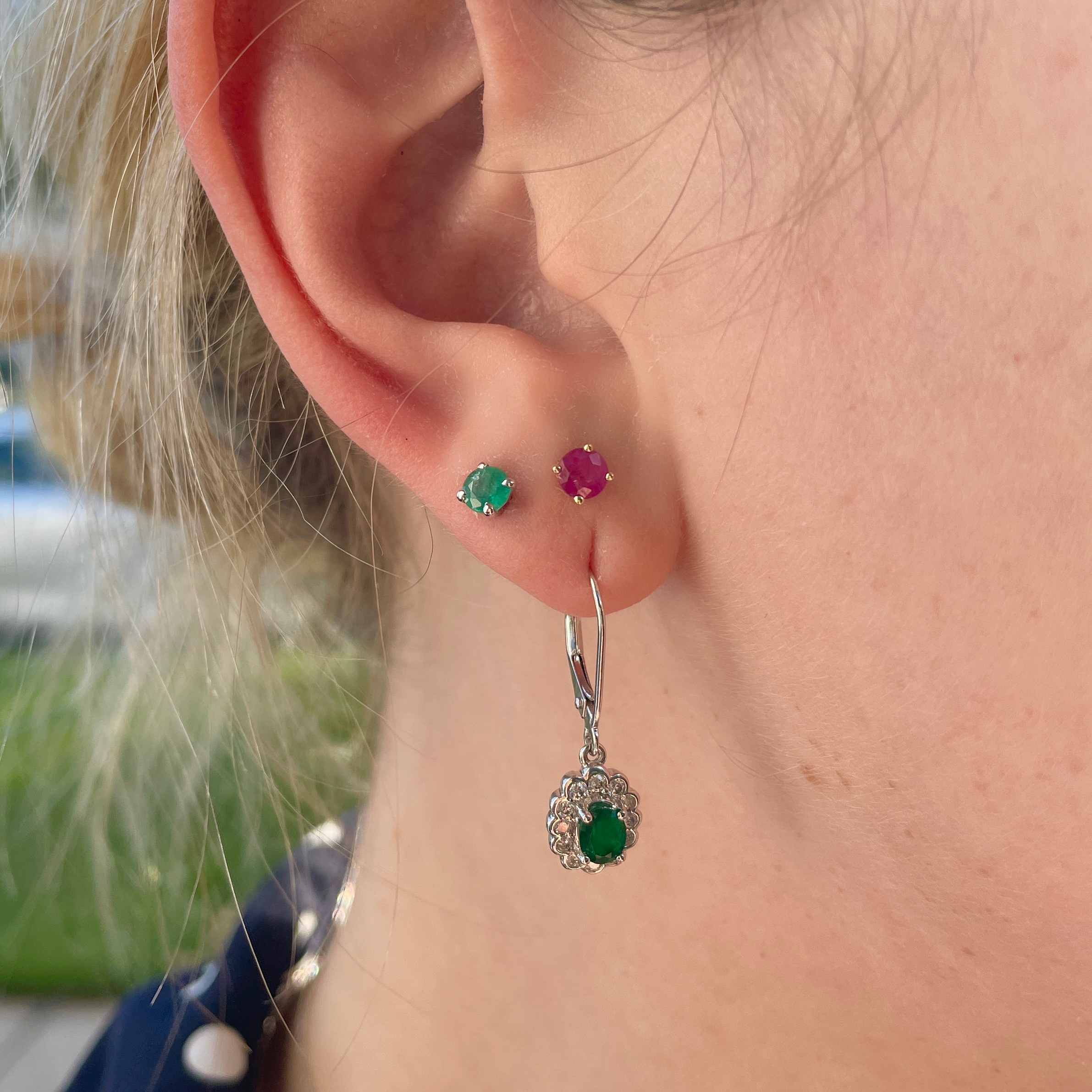 White Gold Emerald Earrings