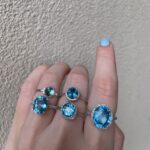 White Gold Blue Topaz and Diamond Ring