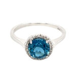 White Gold Blue Topaz and Diamond Ring