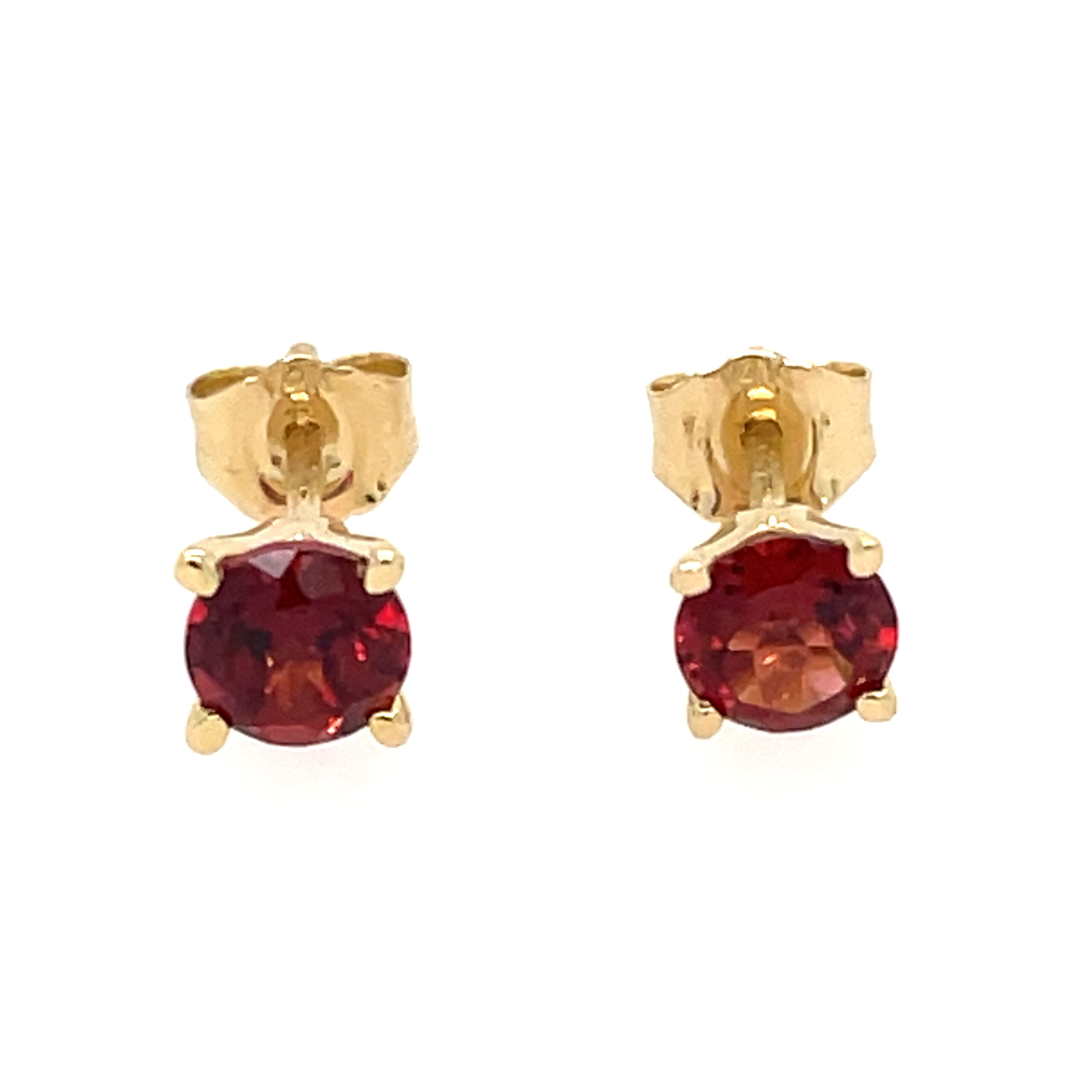 Yellow Gold Garnet Stud Earrings