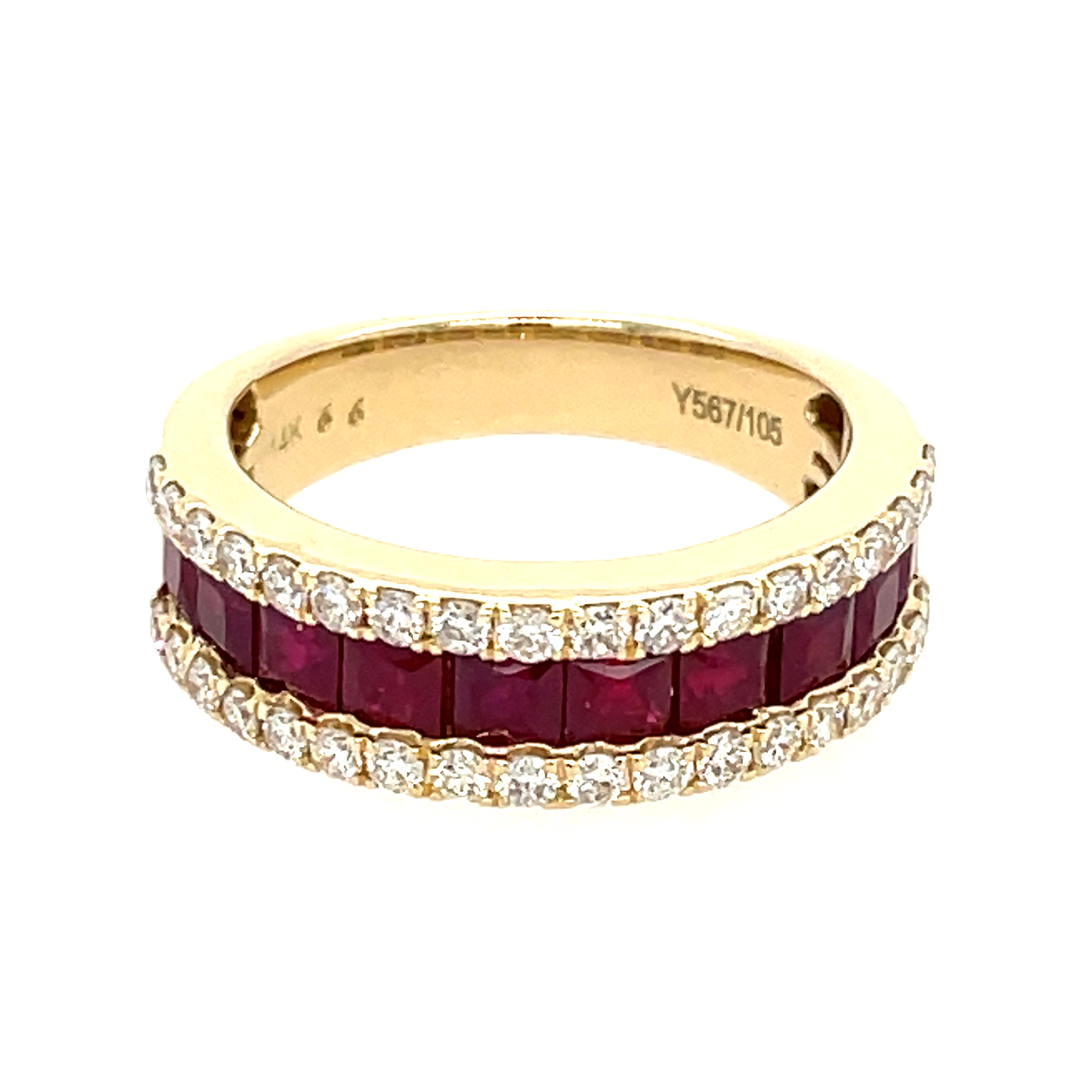 Yellow Gold Ruby and Diamond Band Ring