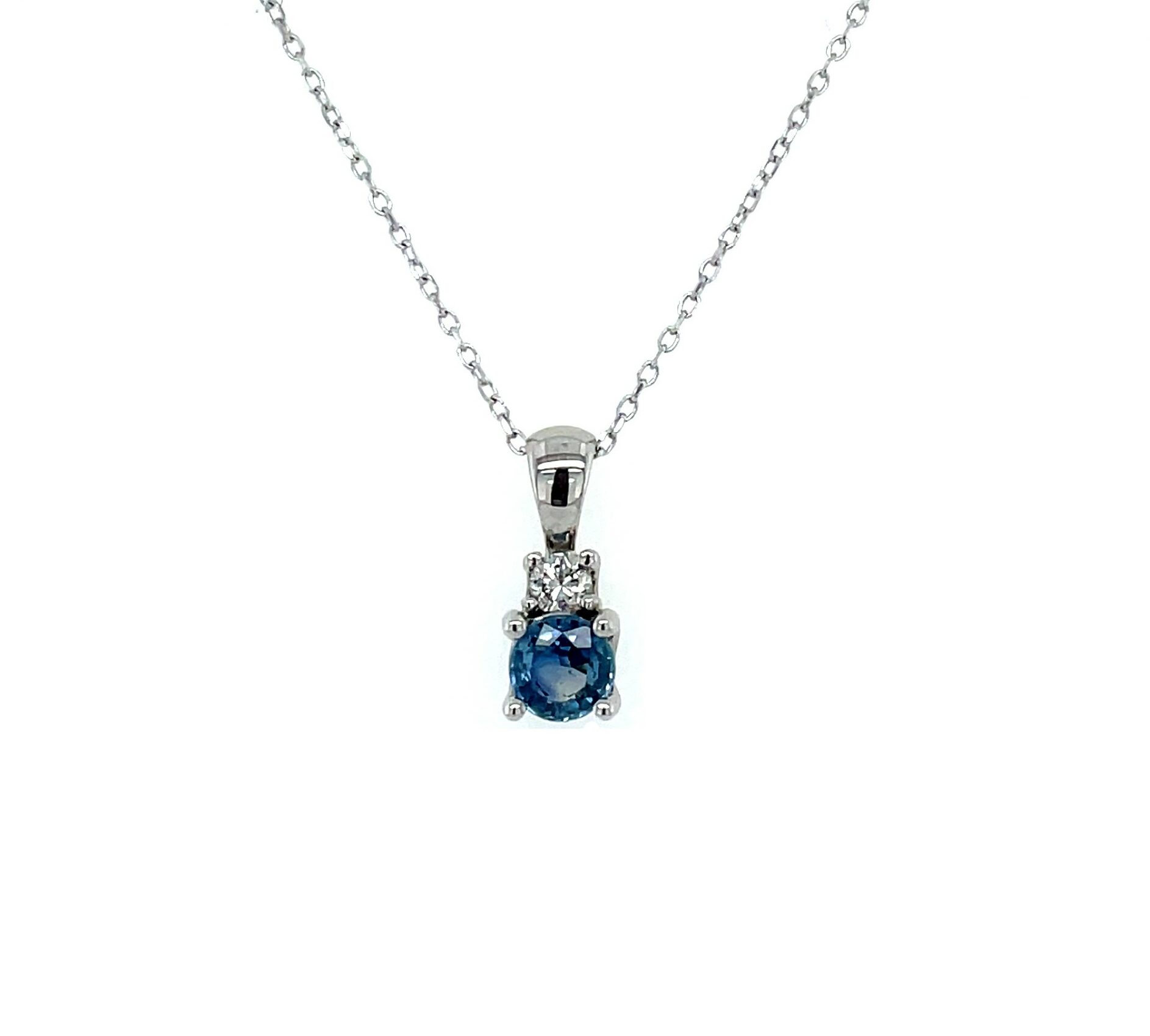 White Gold Sapphire and Diamond Necklace