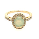 Yellow Gold Opal and Diamond Ring