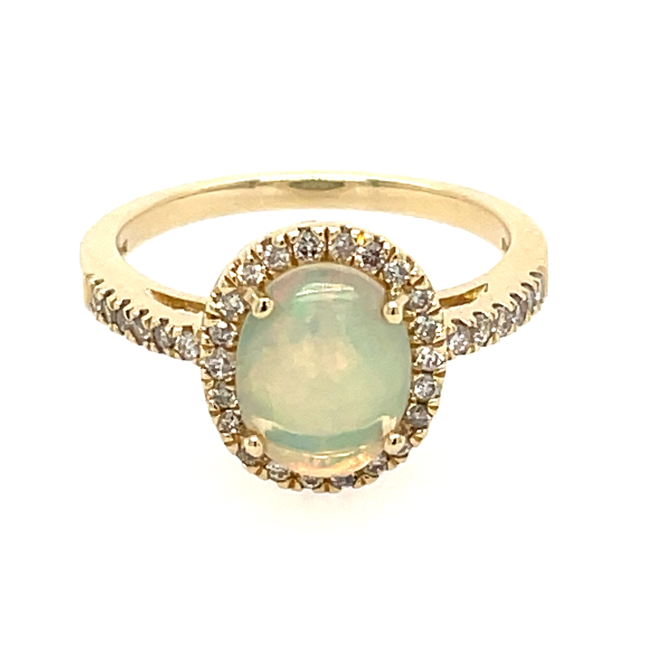 Yellow Gold Opal and Diamond Ring