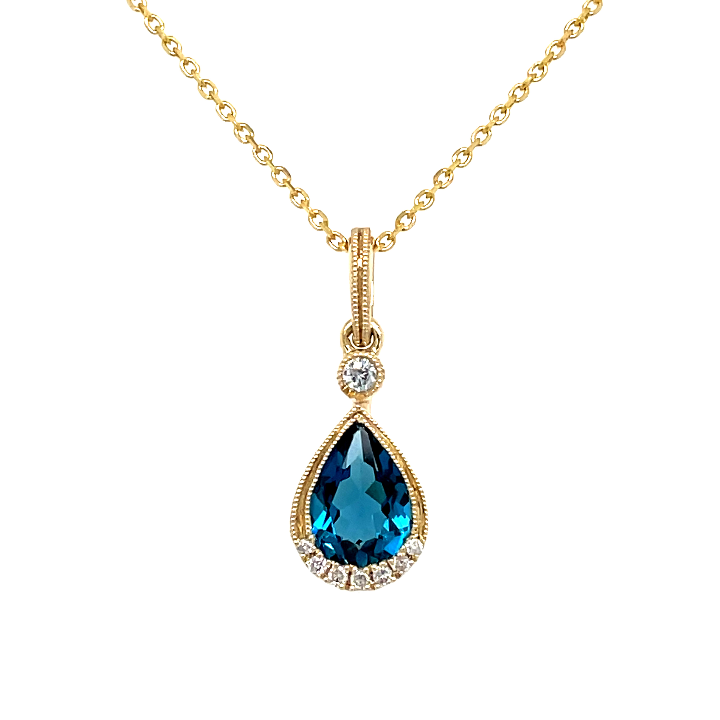 Husar's House of Fine Diamonds. 14kt Yellow Gold Crown Jewel London Blue  Topaz Pendant