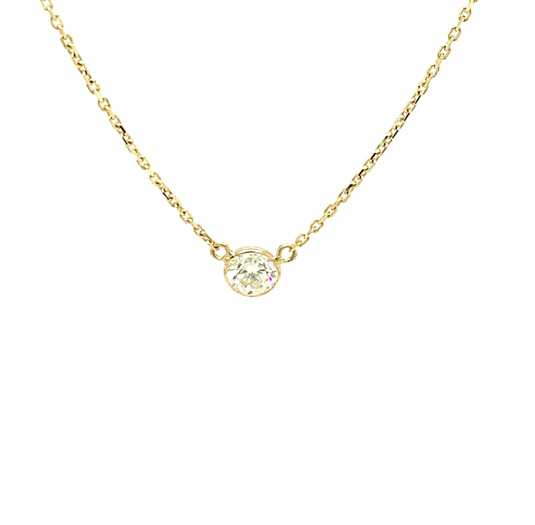 Yellow Gold Diamond Bezel Set Necklace