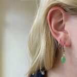 Yellow Gold Chrysoprase Briolette and Diamond Earrings