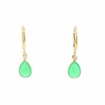 Yellow Gold Chrysoprase Briolette and Diamond Earrings