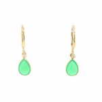 Yellow Gold Chrysoprase Briolette Earrings with Diamonds