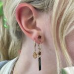 Yellow Gold Garnet & Onyx Drop Earrings