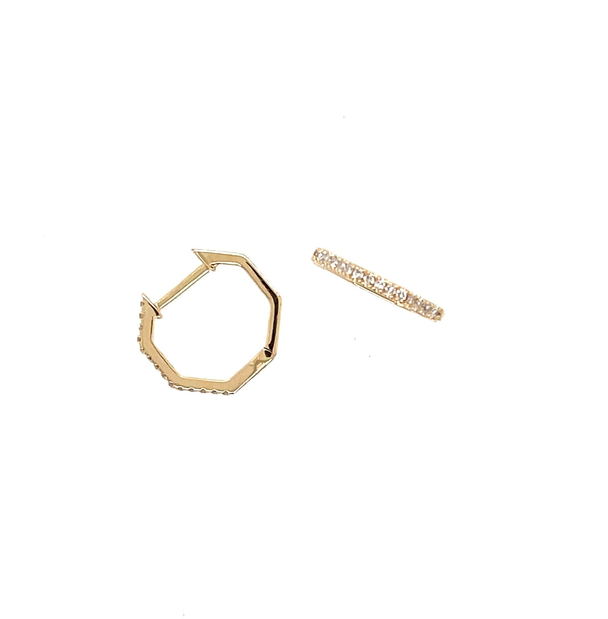 Yellow Gold Geometric Diamond Huggie Earrings