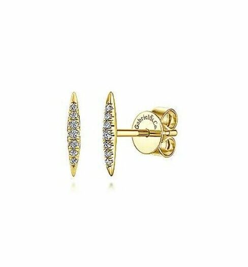 Yellow Gold Diamond Pave Spiked Stud Earrings