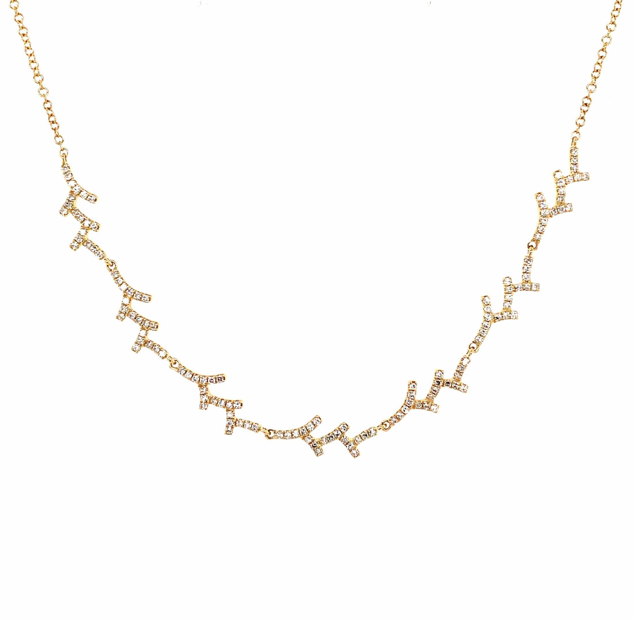 Yellow Gold Y Style Diamond Necklace