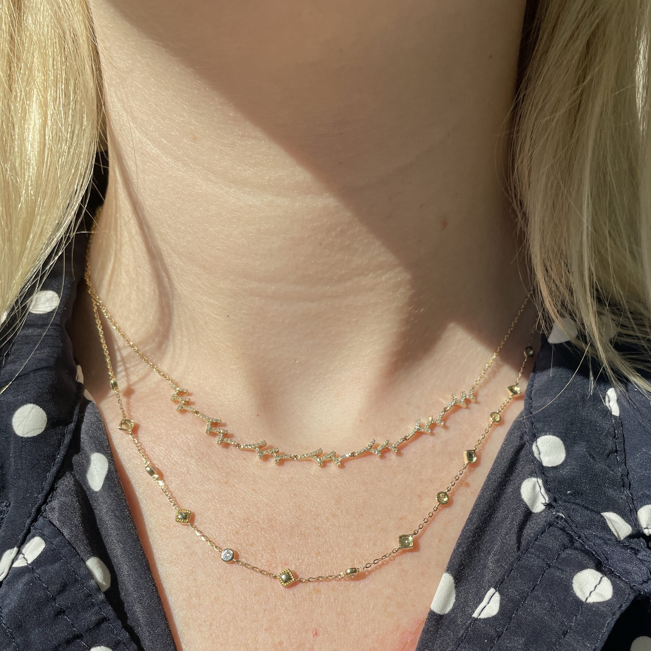 Yellow Gold and Diamond Station Necklace