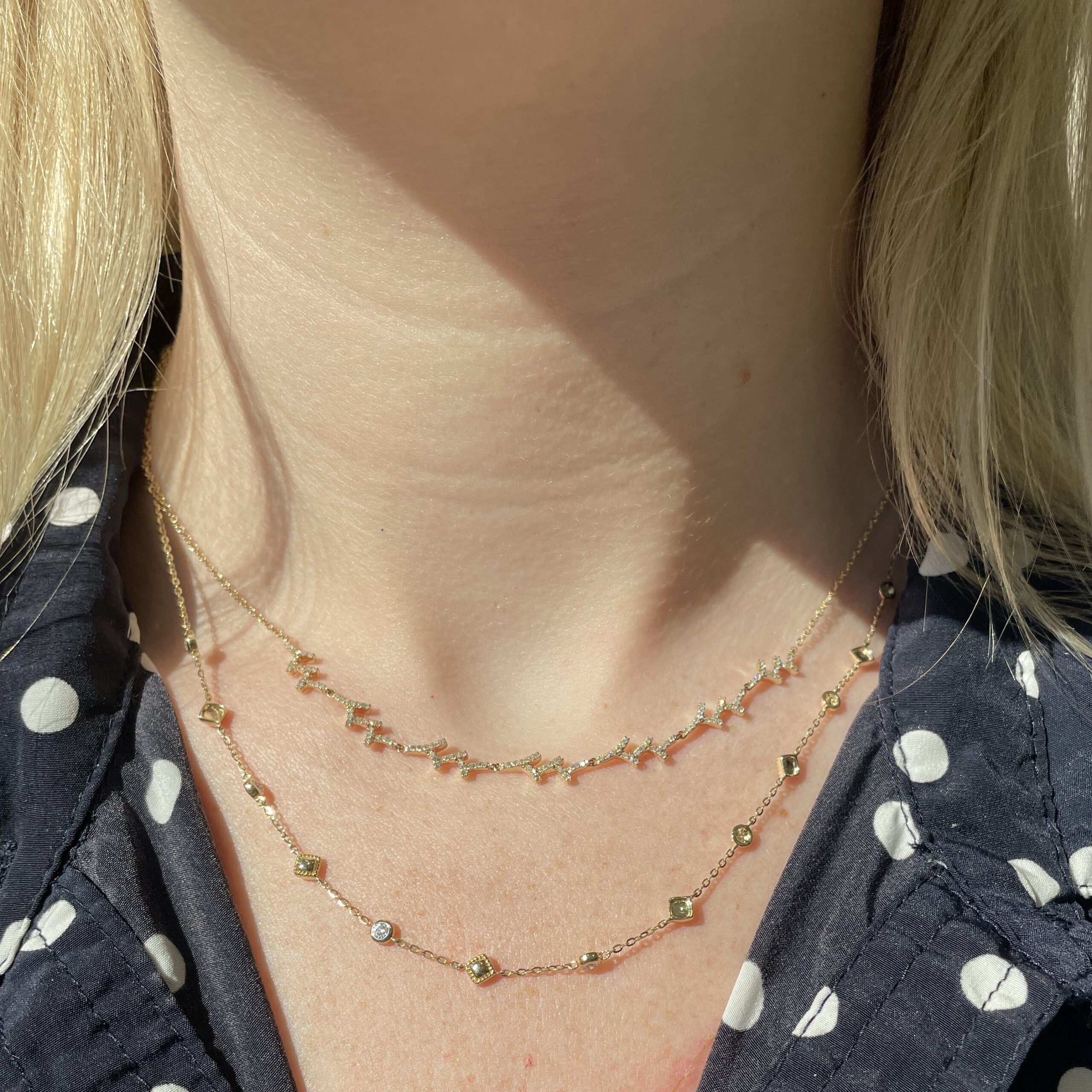 Yellow Gold Y Style Diamond Necklace