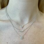 White Gold Diamond Curved Bar Necklace