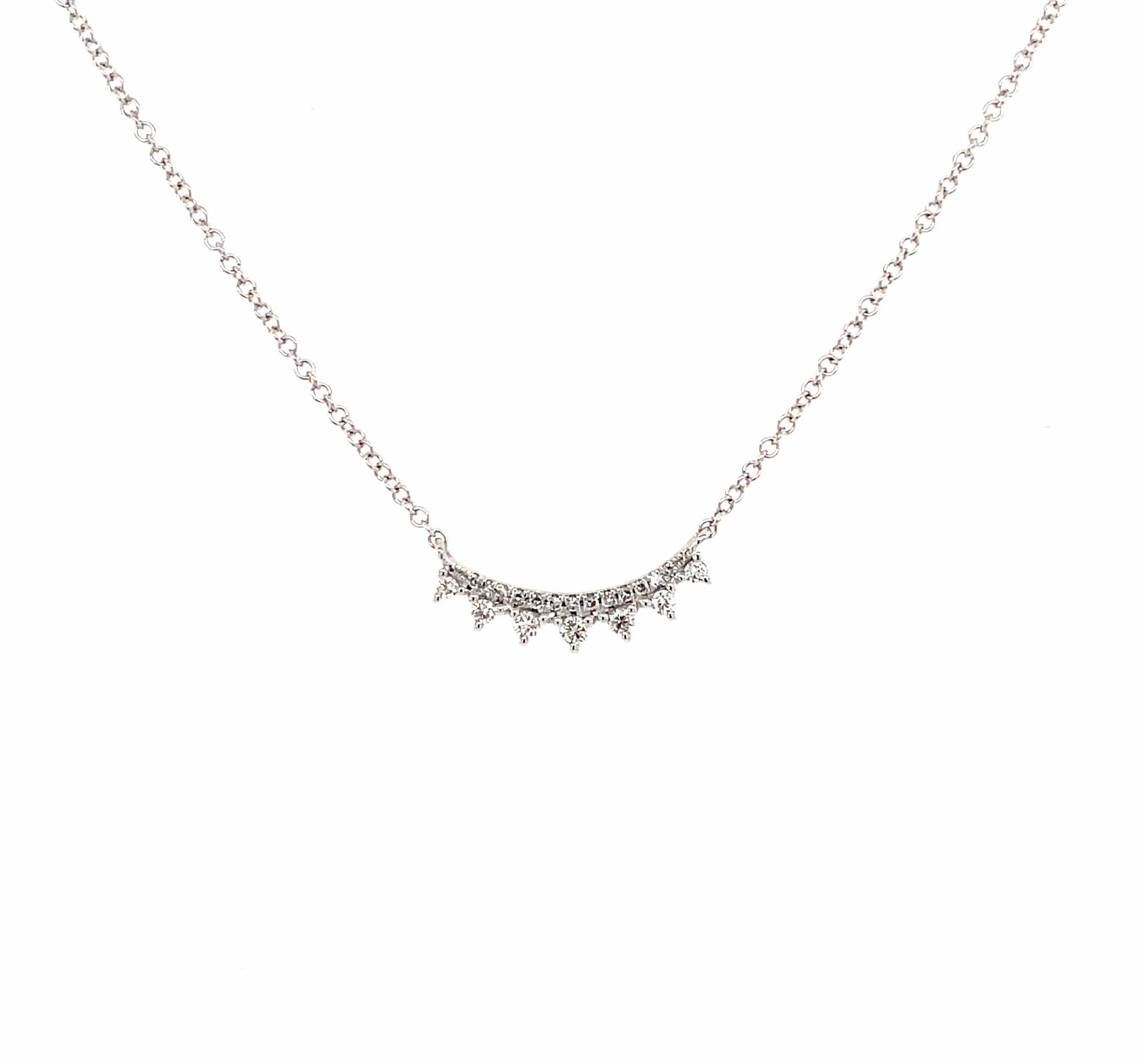White Gold Diamond Curved Bar Necklace