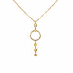 Yellow Gold Diamond Circle Drop Necklace