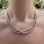 White Gold Three Strand Multicolored Freshwater Pearl Necklace