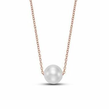 Rose Gold Freshwater Pearl Floating Necklace